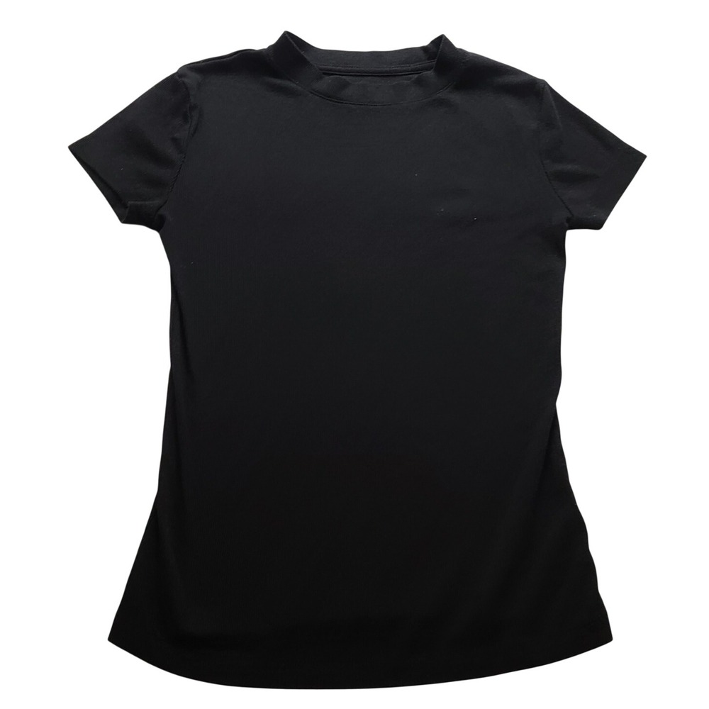 A New Day Women's XS Black Ribbed Short Sleeve Crew Neck T-Shirt Basic Tee
